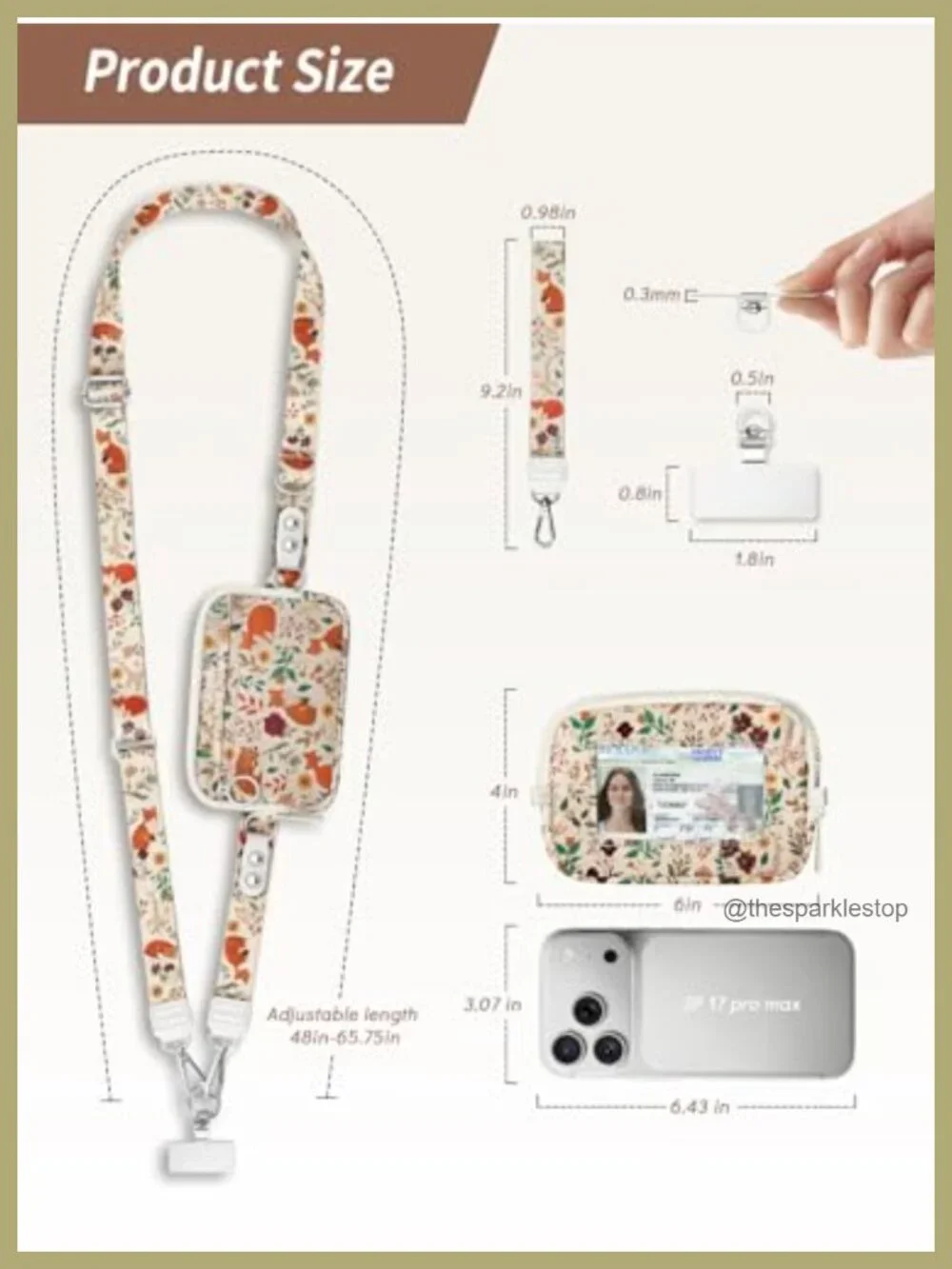 Forest Animal Print Phone Lanyard with RFID Wallet, Hands-Free Crossbody Strap